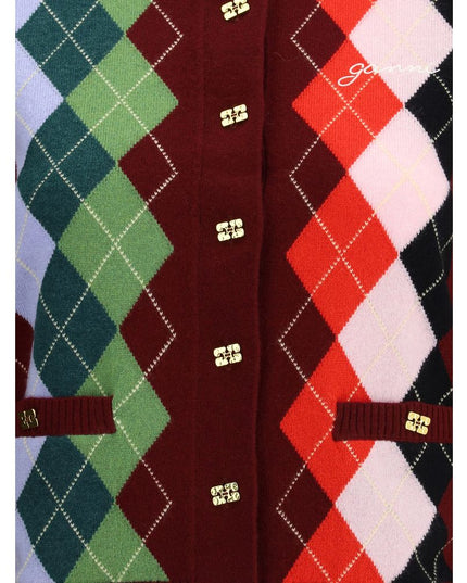 Ganni Multicolor Merino Wool Cardigan