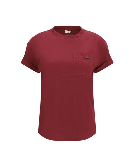 Brunello Cucinelli Bordeaux Cotton T-Shirt