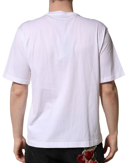 Dolce & Gabbana White Embellished Cotton Crew Neck T-shirt