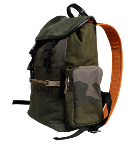 Dolce & Gabbana Green Patchwork Travel Backpack Military Bag