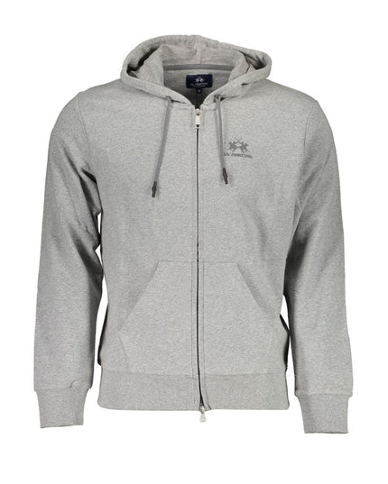 La Martina Gray Cotton Men Sweater with Hood