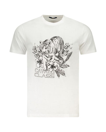 Cavalli Class White Cotton Men T-Shirt