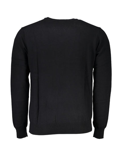 Harmont & Blaine Elegant V-Neck Embroidered Black Sweater