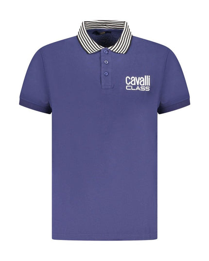 Cavalli Class Blue Cotton Men Polo Shirt