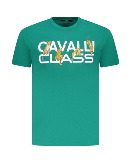 Cavalli Class Green Cotton Men T-Shirt