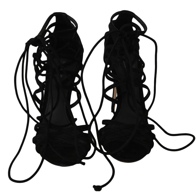 Dolce & Gabbana Black Suede Strap Stilettos Sandals