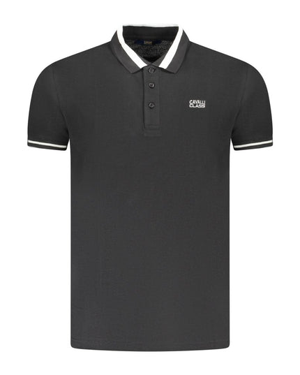 Cavalli Class Black Cotton Men Polo Shirt