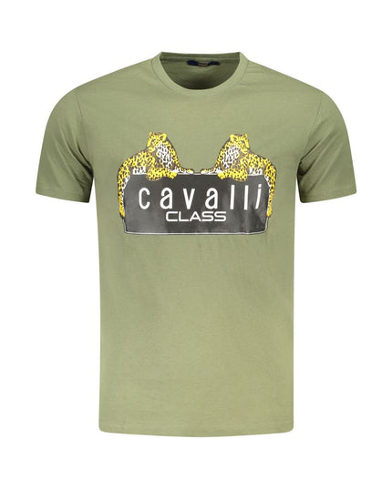 Cavalli Class Green Cotton Men T-Shirt