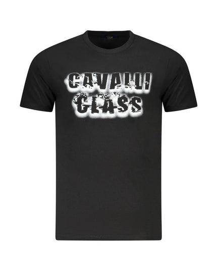 Cavalli Class Black Cotton Men T-Shirt