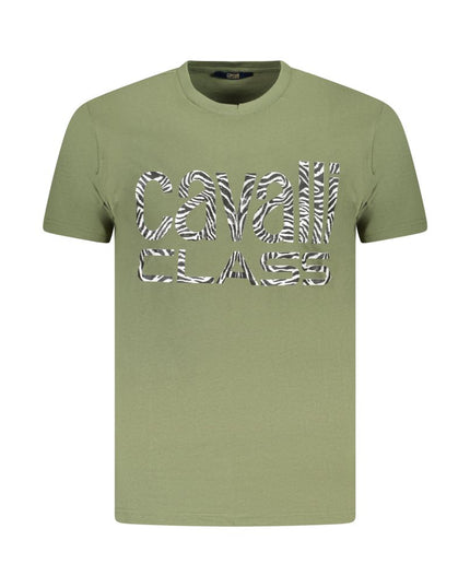 Cavalli Class Green Cotton Men T-Shirt