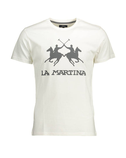 La Martina Elegant White Cotton Crew Neck Tee