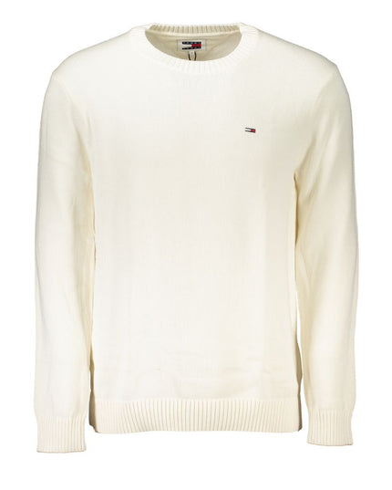Tommy Hilfiger Chic White Crew Neck Cotton Sweater