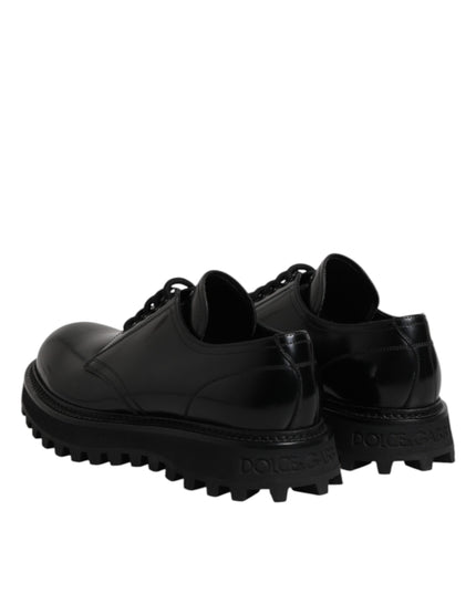 Dolce & Gabbana Black Leather Lace Up Derby Men Dress Shoes