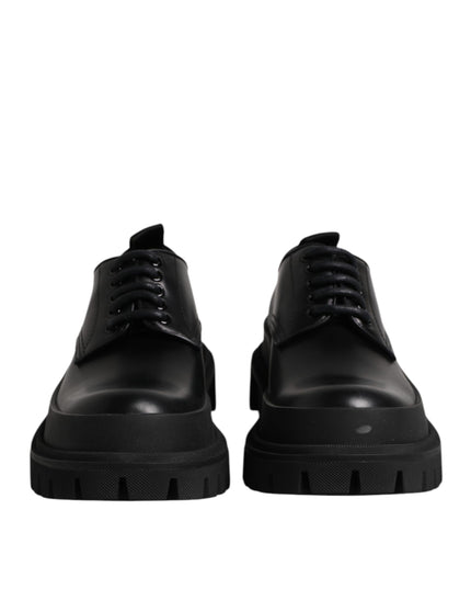 Dolce & Gabbana Black Leather Lace Up Derby Men Dress Shoes