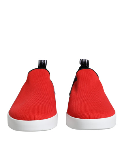 Dolce & Gabbana Red Logo Low Top Slip On Men Sneakers Shoes