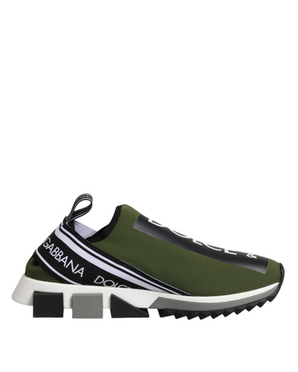 Dolce & Gabbana Green Black Slip On Sorrento Sneakers Shoes