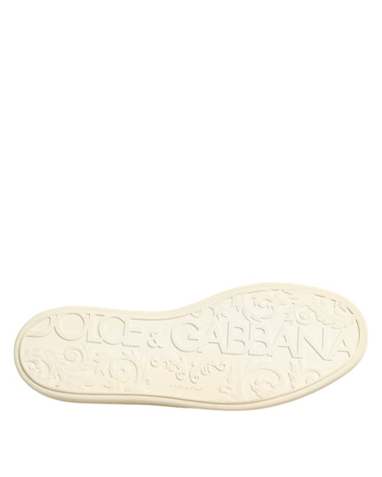 Dolce & Gabbana Black Leather Bee Crown Low Top Sneakers Shoes