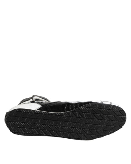 Dolce & Gabbana Black White Leather High Top Sneakers Shoes