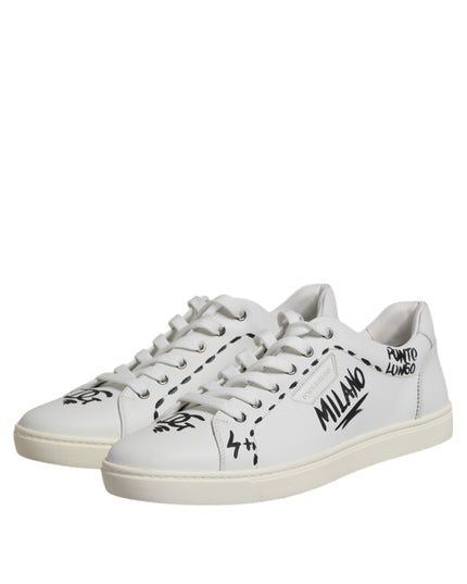 Dolce & Gabbana White London Calf Leather Men Sneakers Shoes