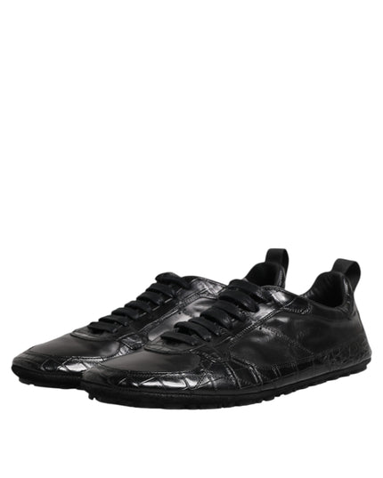 Dolce & Gabbana Black Exotic Leather Low Top Sneakers Shoes