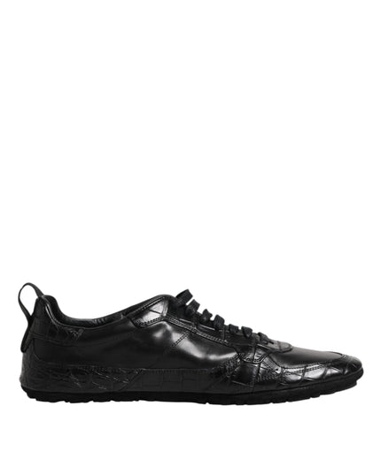 Dolce & Gabbana Black Exotic Leather Low Top Sneakers Shoes