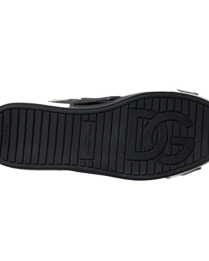 Dolce & Gabbana Black Leather Low Top Sneakers Portofino Shoes