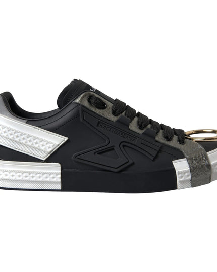 Dolce & Gabbana Black Leather Low Top Sneakers Portofino Shoes