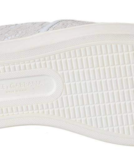 Dolce & Gabbana White Leather Lace Slip On Loafers Shoes