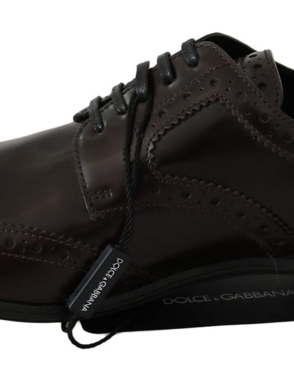 Dolce & Gabbana Brown Leather Broques Oxford Wingtip Shoes