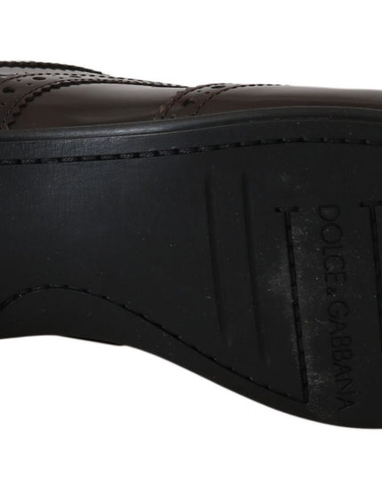 Dolce & Gabbana Brown Leather Broques Oxford Wingtip Shoes