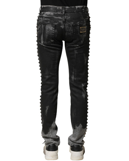 Dolce & Gabbana Black Washed Embellished Skinny Denim Jeans