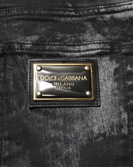 Dolce & Gabbana Black Washed Embellished Skinny Denim Jeans