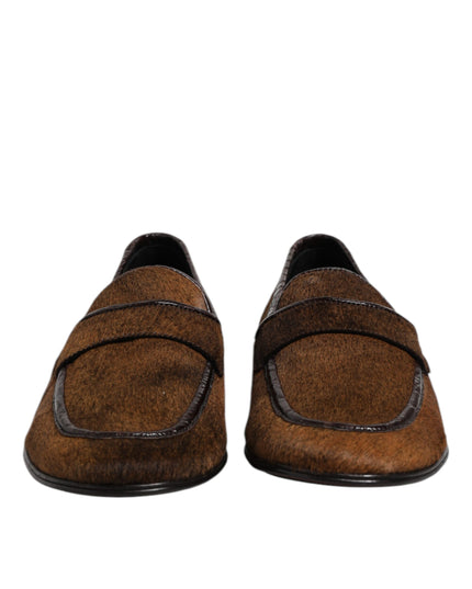 Dolce & Gabbana Brown Loafers Leather Slip On Men Dress Shoes