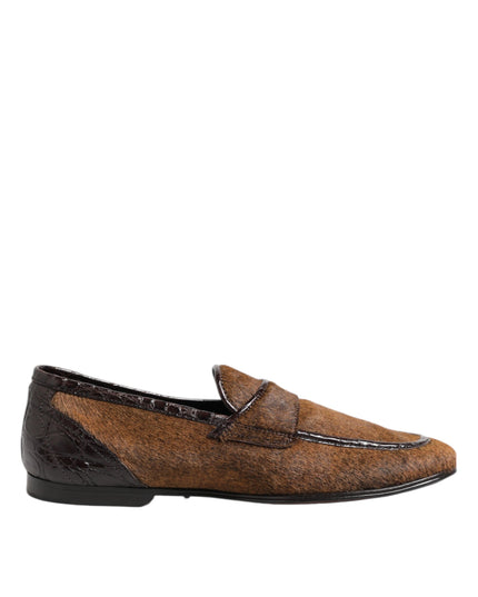Dolce & Gabbana Brown Loafers Leather Slip On Men Dress Shoes