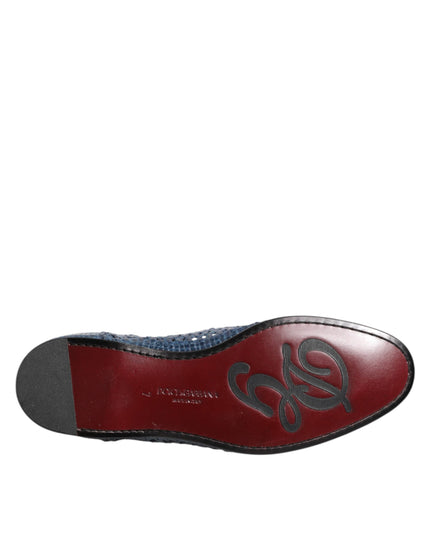 Dolce & Gabbana Blue Woven Leather Slip On Loafers Shoes