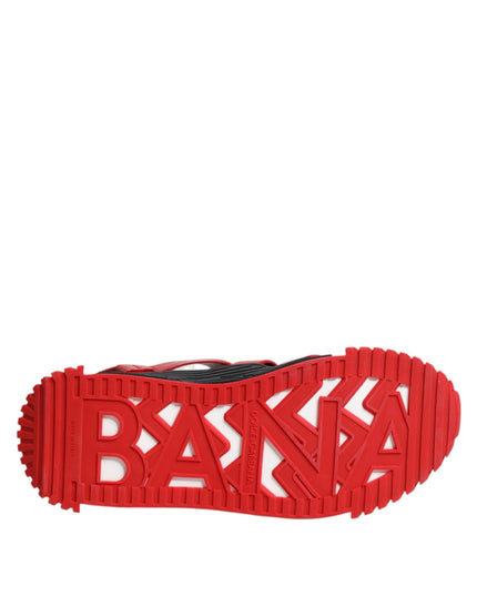 Dolce & Gabbana Red Black Leather Ankle Strap Sandals Shoes