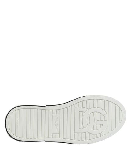 Dolce & Gabbana White Dotted Leather Slip On Men Sneakers Shoes