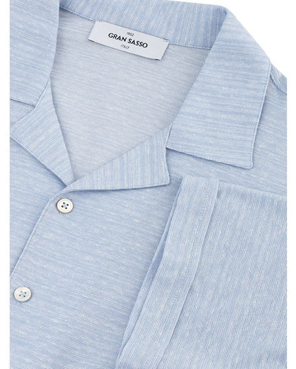 Gran Sasso Blue Linen And Cotton Shortsleeve Shirt