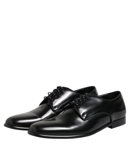 Dolce & Gabbana Black Leather Lace Up Derby Men Dress Shoes