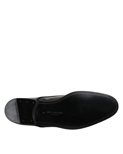 Dolce & Gabbana Black Leather Lace Up Derby Men Dress Shoes