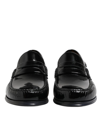 Dolce & Gabbana Black Leather Slip On Loafers Dress Shoes