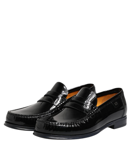 Dolce & Gabbana Black Leather Slip On Loafers Dress Shoes