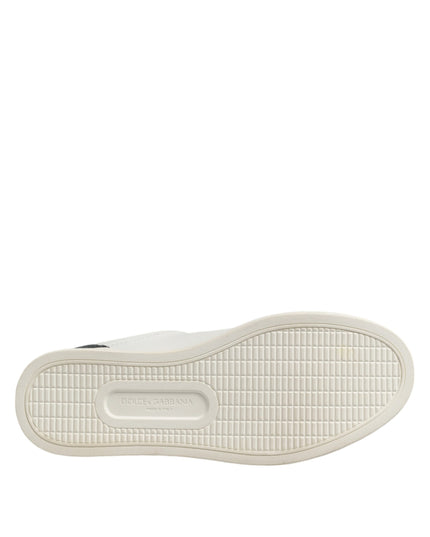 Dolce & Gabbana White Black Leather Lace Up Men Sneakers Shoes