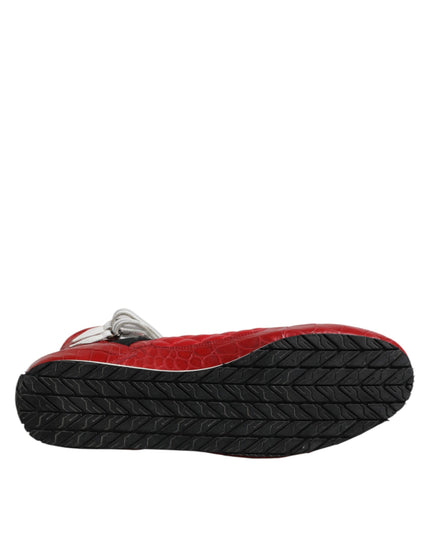 Dolce & Gabbana Red Quilted Leather Lace Up Sneakers Shoes