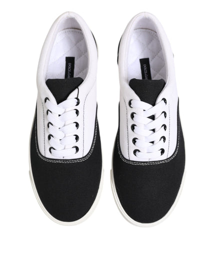 Dolce & Gabbana Black Cotton Canvas Lace Up Men Sneakers Shoes