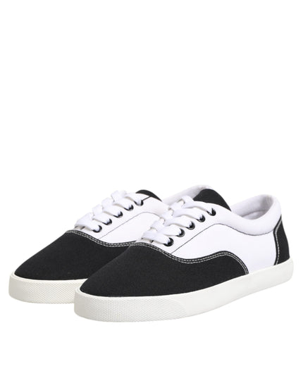 Dolce & Gabbana Black Cotton Canvas Lace Up Men Sneakers Shoes