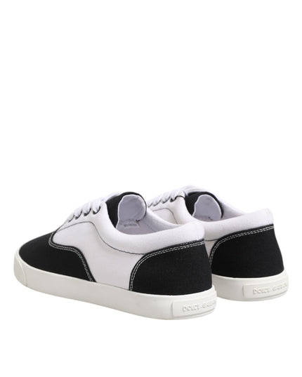 Dolce & Gabbana Black Cotton Canvas Lace Up Men Sneakers Shoes