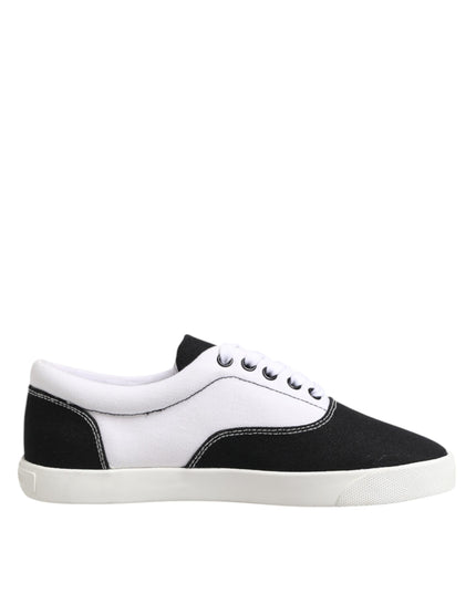 Dolce & Gabbana Black Cotton Canvas Lace Up Men Sneakers Shoes