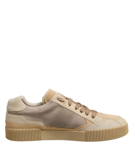 Dolce & Gabbana Beige Leather Low Top Lace Up Sneakers Shoes