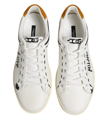 Dolce & Gabbana White Leather MILANO Low Top Sneakers Shoes